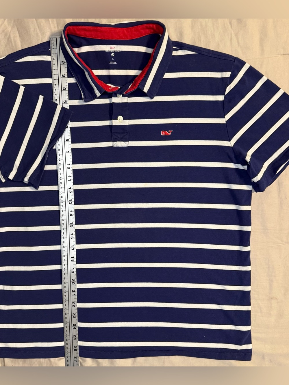 Vineyard Vines for Target Striped Short Sleeve Polo Shirt Men’s L Blue White - Picture 3 of 9